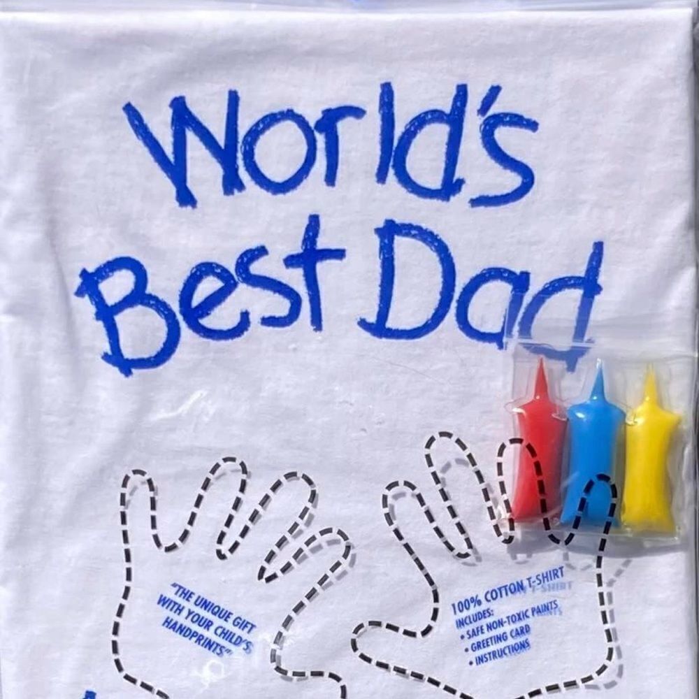 HandiPrints World's Best Dad T-Shirt Paint Kit Hand Prints (Large, White) NWT